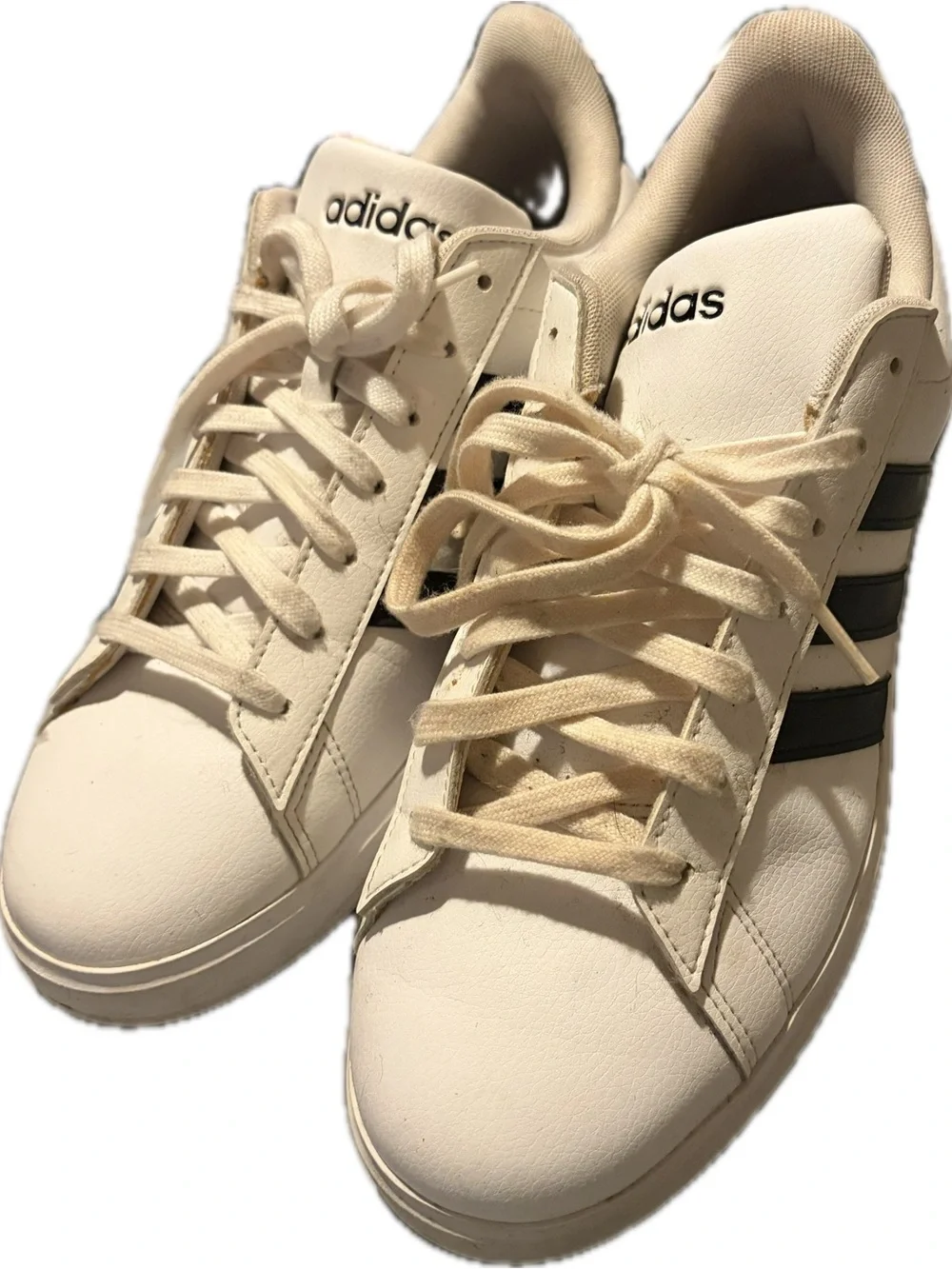 adidas White Sneakers with Black Stripes